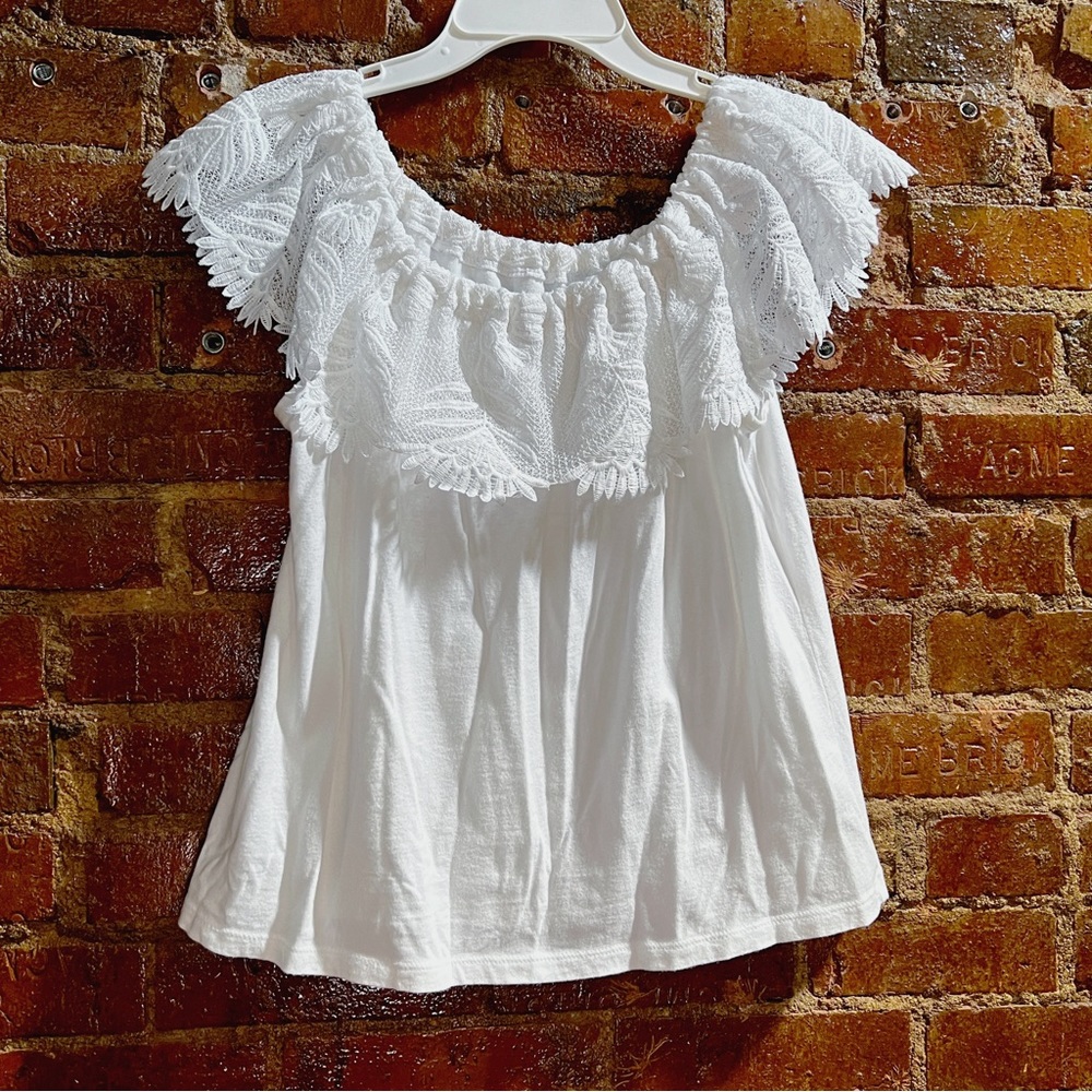 White Lace Ruffle Top - Picture 1 of 5